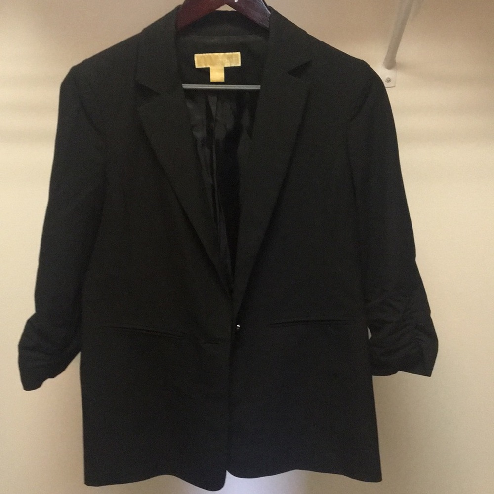Michael Kors | Black 3/4 Ruched Sleeve Blazer